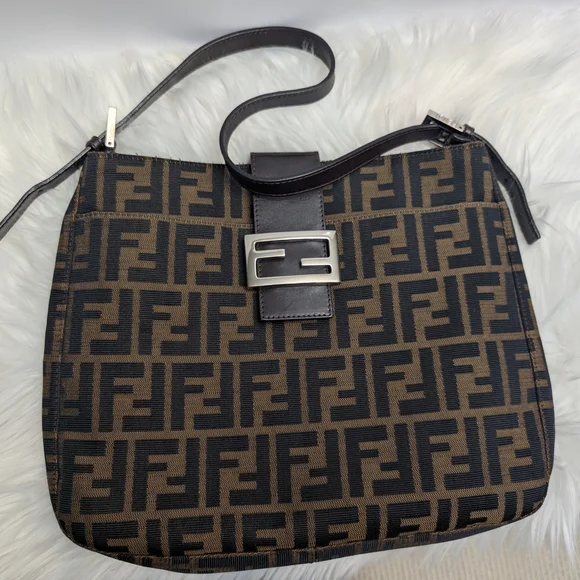 Fendi Brown FF Canvas Shoulder Bag - Picture 1 of 11